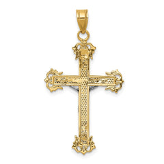 14K Two-tone Diamond-cut Crucifix Pendant - 4
