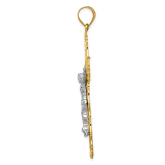 14K Tri-color Diamond-cut Crucifix Pendant - 4