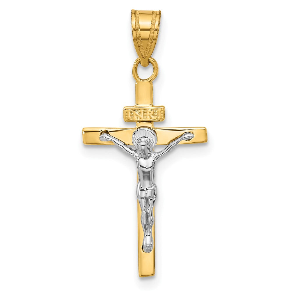 14K Two-tone INRI Crucifix Pendant - 4