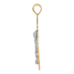 14K Two-tone Diamond-cut Crucifix Pendant - 5