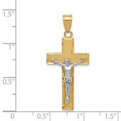 14K Two-tone Diamond-cut Crucifix Pendant - 3