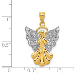 14k w/Rhodium Filigree Angel Pendant - 3