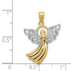 14k w/Rhodium Filigree Angel Pendant - 2