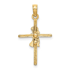 14k Praying Girl Cross Charm