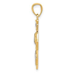 14k w/Rhodium Cross Pendant - 4