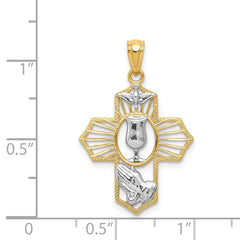 14k w/Rhodium Cross Pendant - 4