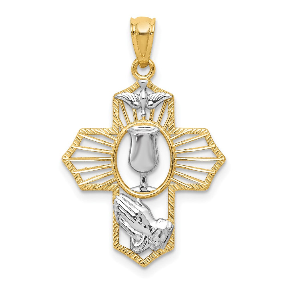 14k w/Rhodium Cross Pendant - 4