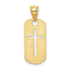 14k Polished Cross Cut-out Pendant