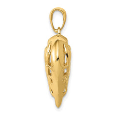 14K Polished 3-D Filigree Puffed Heart Pendant - 4