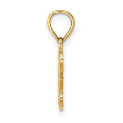 14K Polished and Textured I HEART YOU Charm
