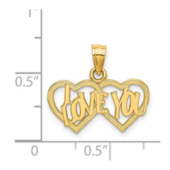 14K I LOVE YOU Double Heart Charm