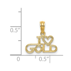 14K Polished / Textured I LOVE GOLD Charm
