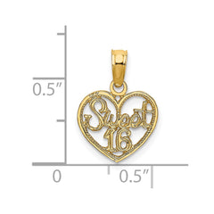 14K SWEET 16 in Heart Charm