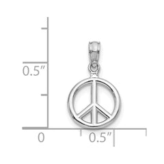 14K White Gold Polished Peace Symbol Pendant
