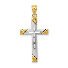 14K w/Rhodium Cross Pendant - 2