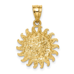 14K White Rhodium Brushed Sun and Moon Pendant