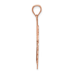 14K Rose Polished Leaf Pendant