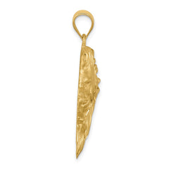 14K Brushed Diamond-cut Lion Head Pendant - 2
