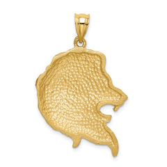 14K Brushed Diamond-cut Lion Head Pendant - 2