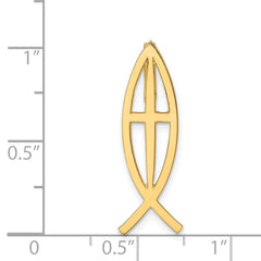 14K Polished Ichthus Cross Fish Slide