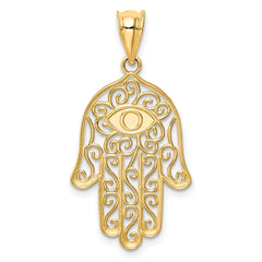 14K Polished and Enameled Hamsa Pendant