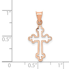 14K Rose Polished Cross Pendant - 2