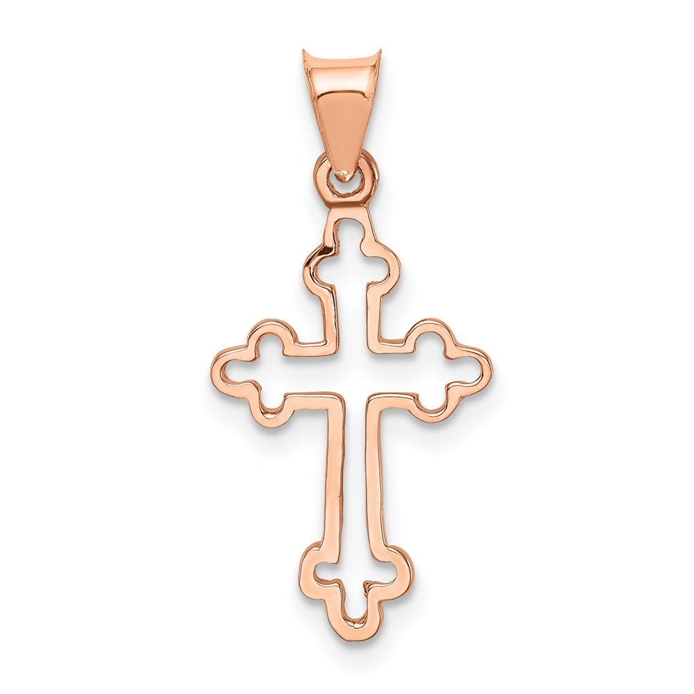 14K Rose Polished Cross Pendant - 2