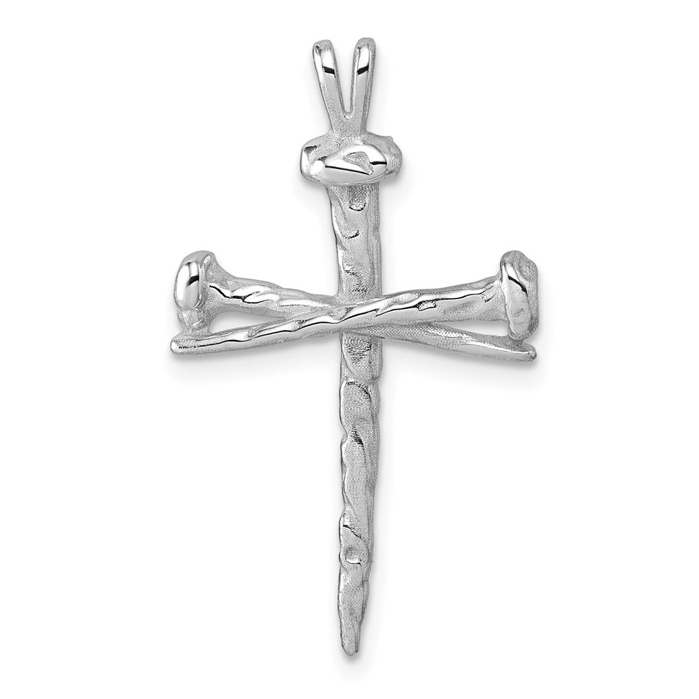 14K White Gold Nail Cross Charm - 2