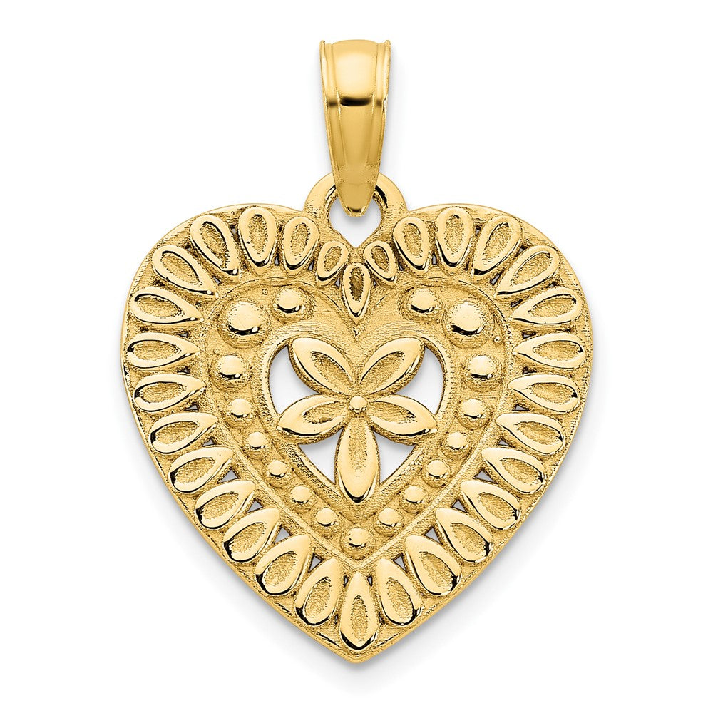 14ky Fancy Heart Pendant - 3