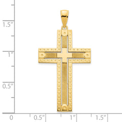 14k Fancy Sandblasted Cross Pendant - 2