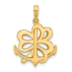 14K Polished Anchor and Clover Charm