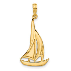 14K Polished Sailboat Charm - 3
