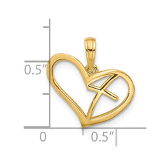 14K Polished Cross in Heart Charm