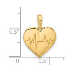 14K Polished Fancy EKG Heart Charm