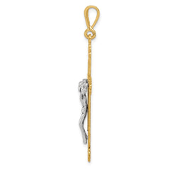 14k Two-tone Crucifix Pendant - 8