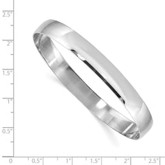 14k White Gold 8mm Solid Polished Half-Round Slip-On Round Bangle Bracelet