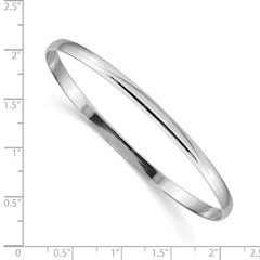 14k White Gold 4mm Solid Polished Half-Round Slip-On Round Bangle Bracelet