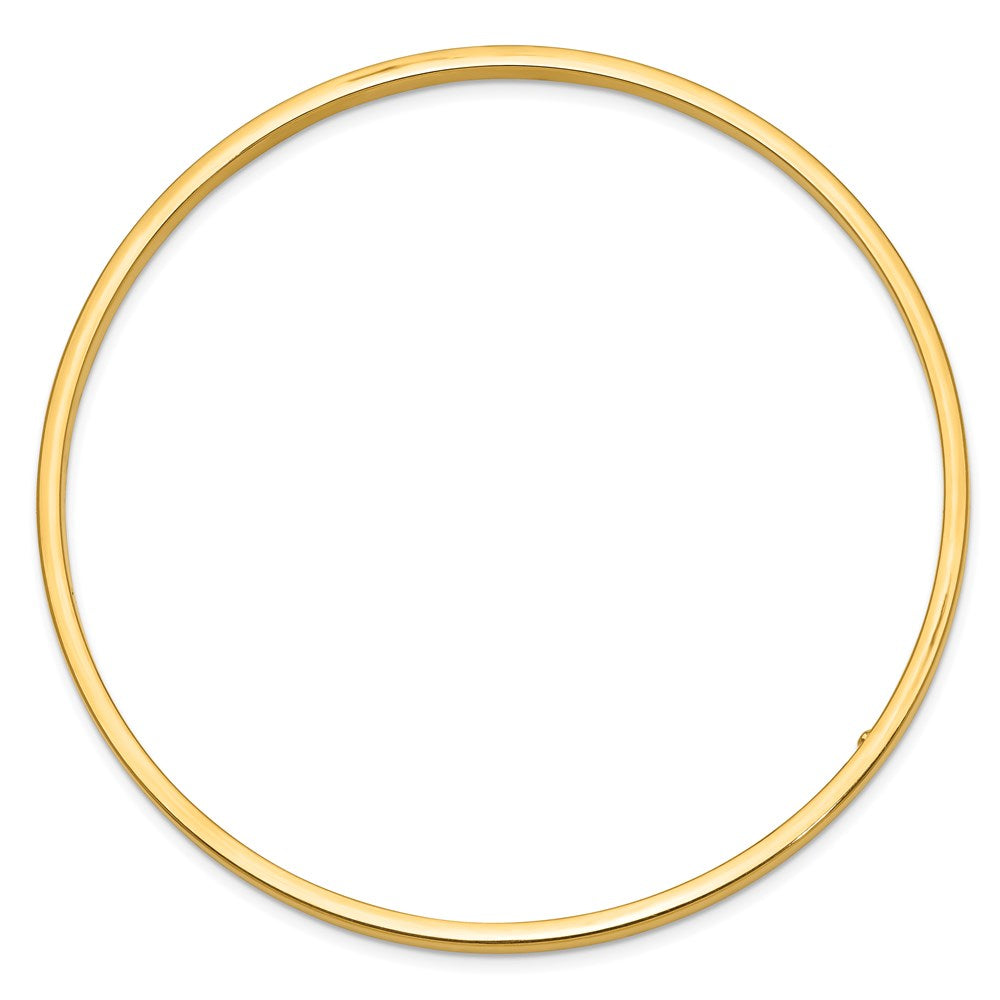 14k Polished Square Tube 3.00mm Slip-on Round Bangle Bracelet