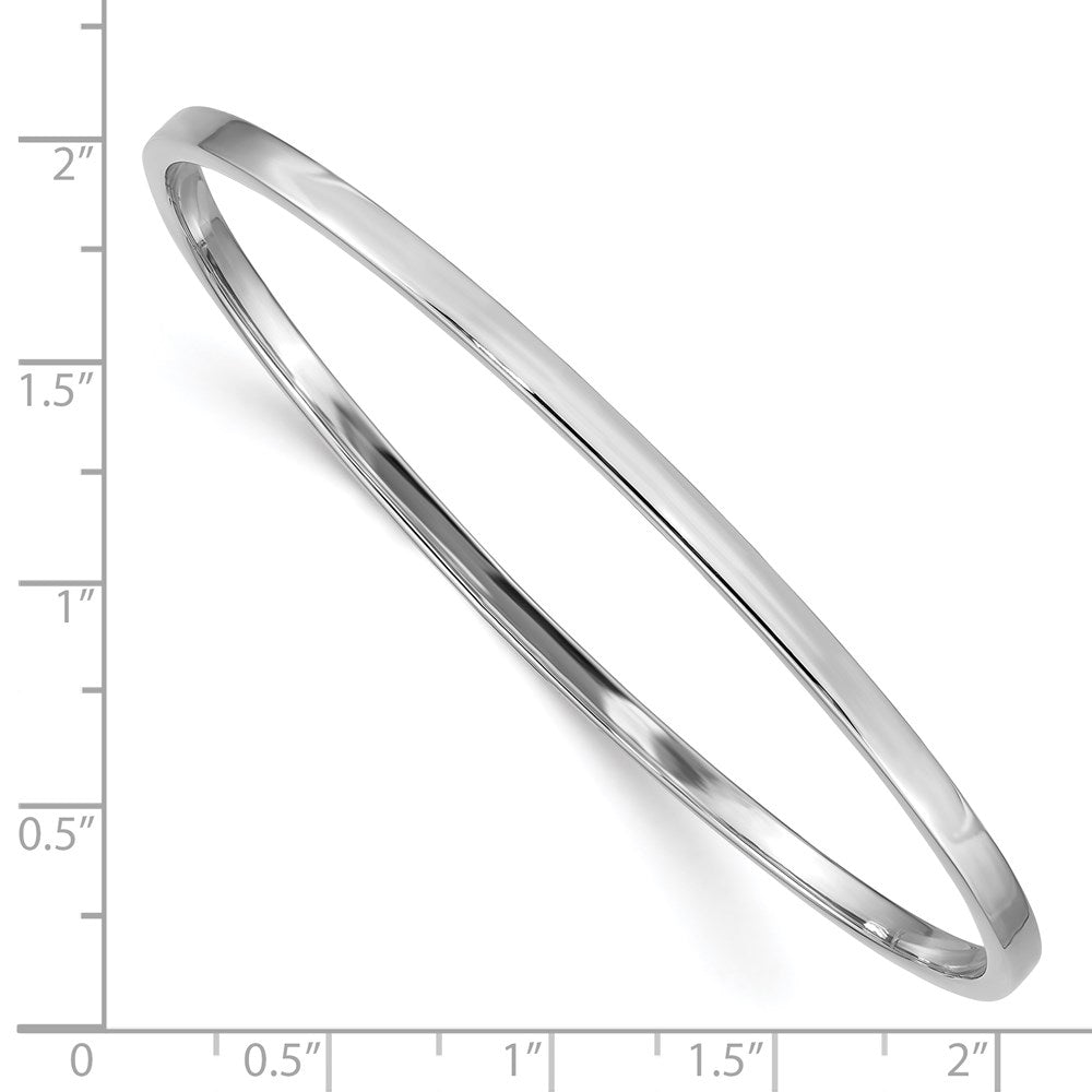 14k White Gold Polished Square Tube 3.00mm Slip-on Round Bangle Bracelet