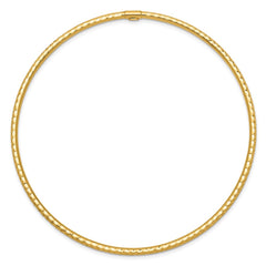 14k Polished Diamond-cut Tube 2.00mm Slip-on Round Bangle Bracelet