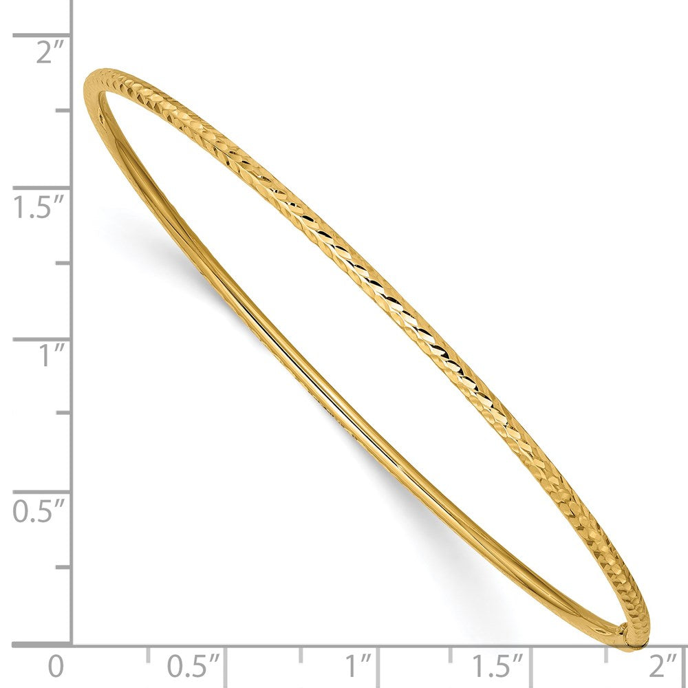 14k Polished Diamond-cut Tube 2.00mm Slip-on Round Bangle Bracelet