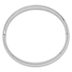 14k White Gold High Polished 10.00mm Hinged Oval Bangle Bracelet