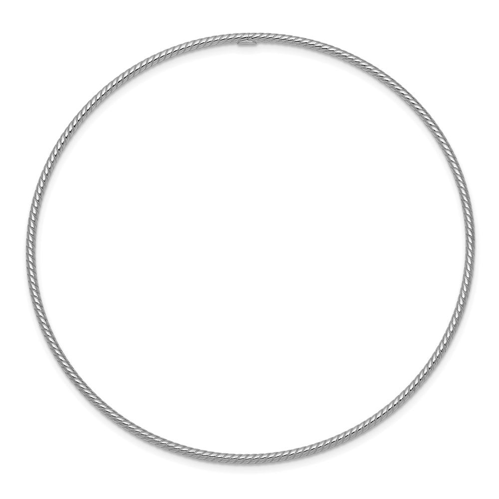 14k 1.5mm White Gold Textured Slip-on Bangle Bracelet