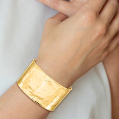 14k 37mm Hammered Polished Cuff Bangle Bracelet