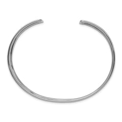 14k White Gold 19mm Hammered Polished Cuff Bangle Bracelet