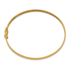 14k Polished Cut-out Lattice Design with Safety Clasp 4.75mm Flexible Oval Bangle Bracelet