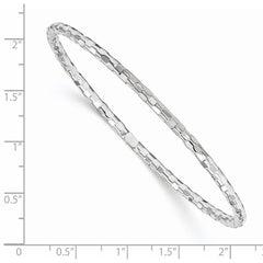 14k White Gold Polished Textured 3.00mm Slip-on Round Bangle Bracelet