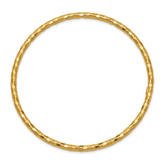 14k Polished Textured 3.00mm Slip-on Round Bangle Bracelet