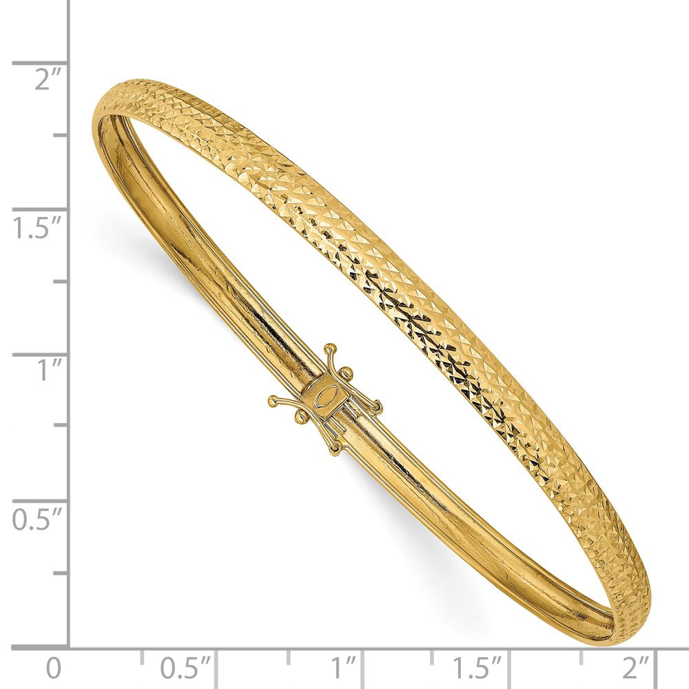 14K Polished Diamond-cut 4.25mm Flexible Round Bangle Bracelet - 2