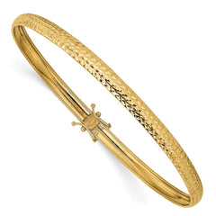 14K Polished Diamond-cut 4.25mm Flexible Round Bangle Bracelet - 2